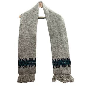 Lands End Beige Nordic Wool Blend Knit Scarf‎
